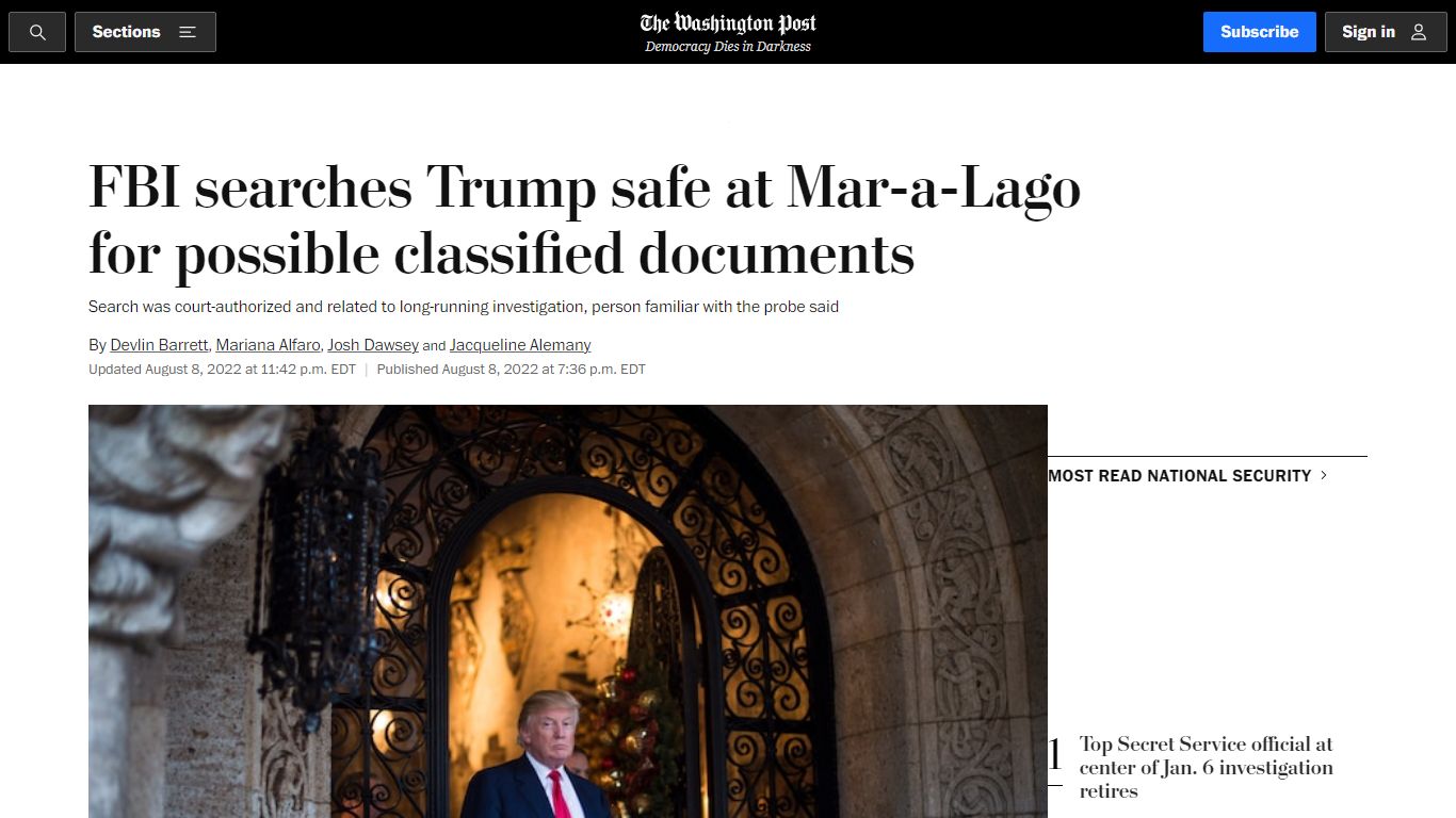 FBI searches Trump safe at Mar-a-Lago for classified documents - The ...